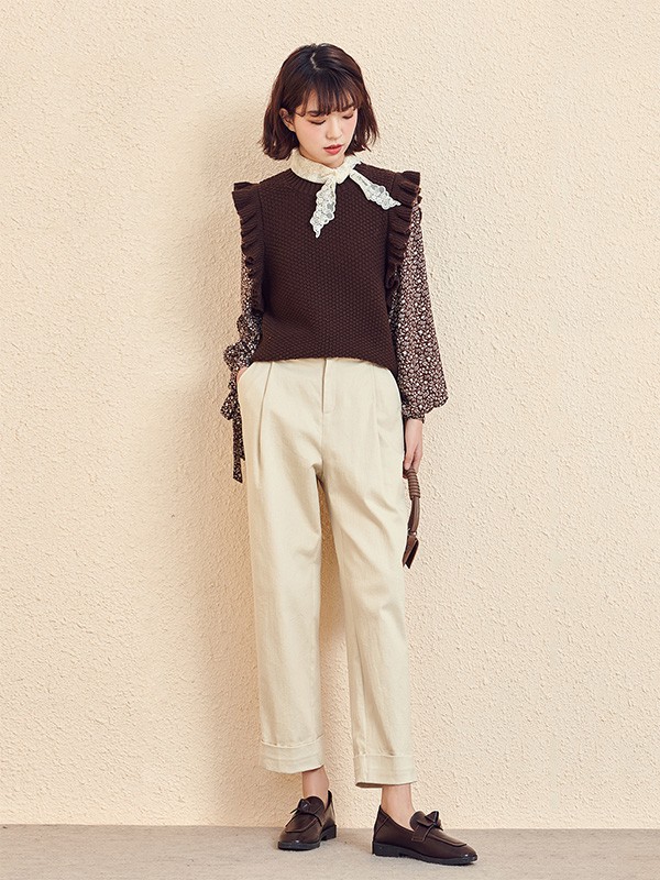 新作女装2020秋冬季棕色拼接上衣