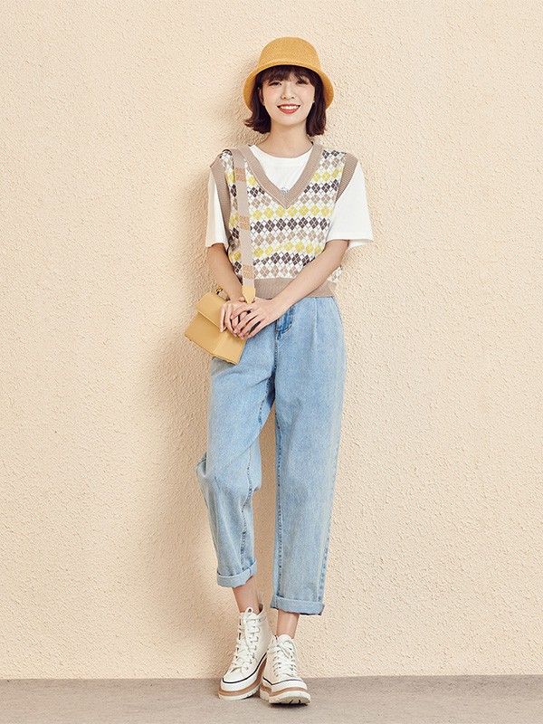 新作女装2020秋冬季拼色宽松背心