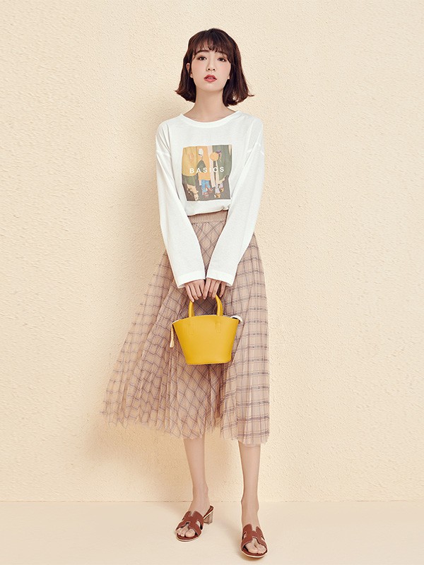 新作女装2020秋冬季白色印花上衣