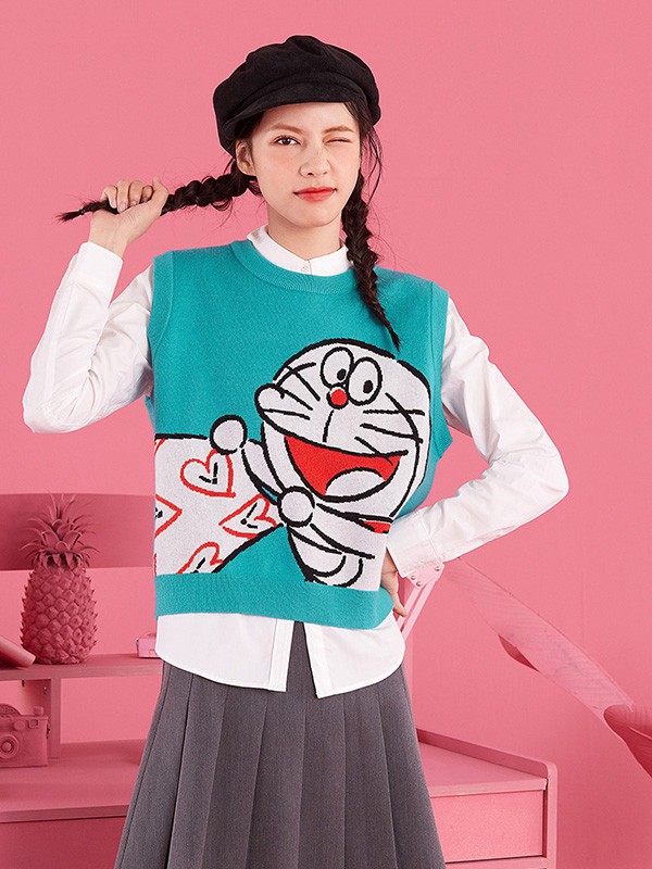 CacheCache女装2020秋冬季绿色图案背心