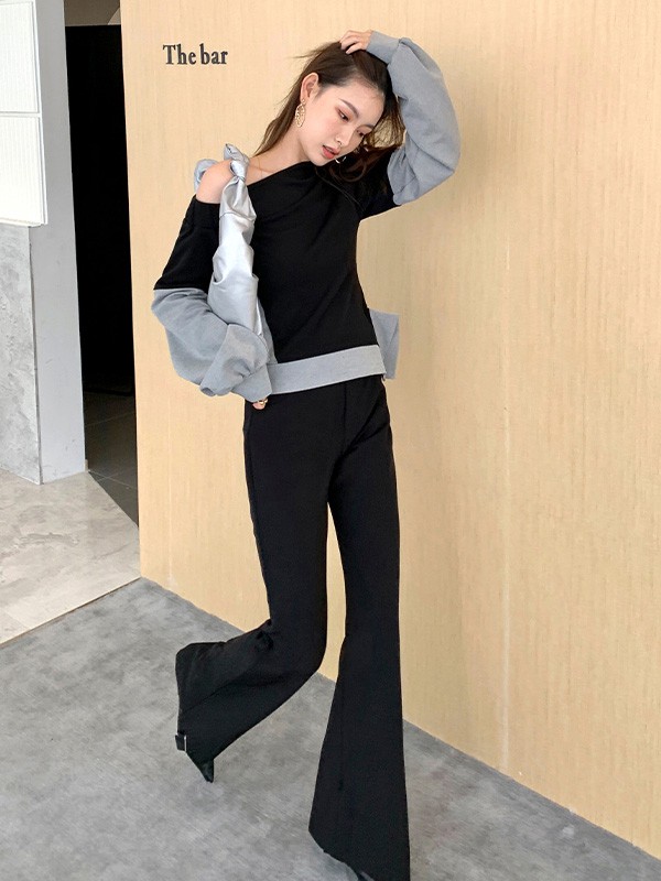 YOUPPIE!女装2020秋冬季拼色纯色上衣