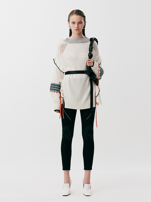 YOUPPIE!女装2020秋冬季白色镂空毛衣