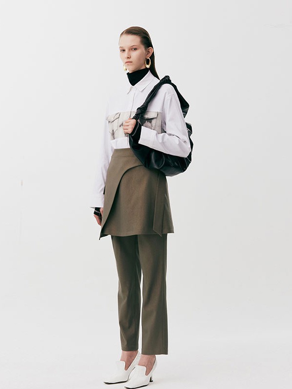 YOUPPIE!女装2020秋冬季白色印花衬衫