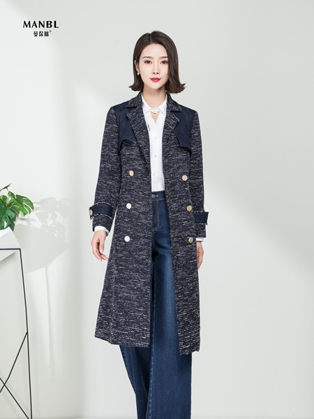 曼保睐2020秋冬季灰色长款外套