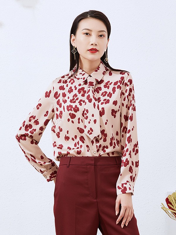 捷恩尼纳女装2020秋冬季红色印花衬衫