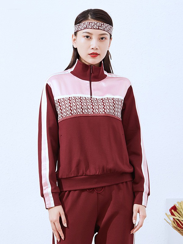 捷恩尼纳女装2020秋冬季红色撞色运动装