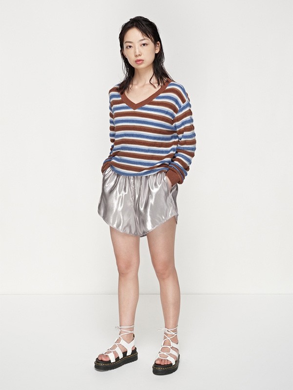 素然2020秋冬季拼色条纹上衣