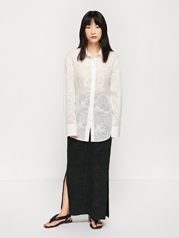 素然2020秋冬季白色印花衬衫