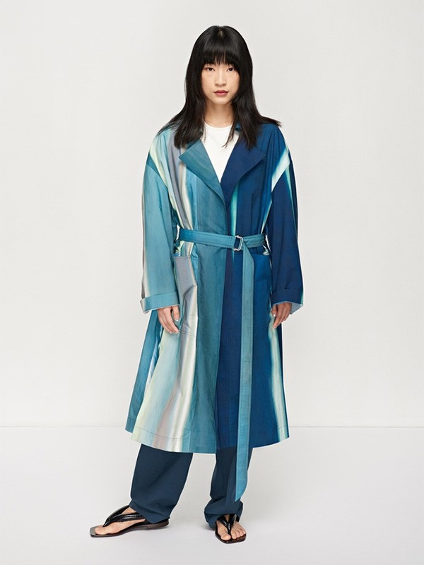 素然2020秋冬季蓝色长款风衣