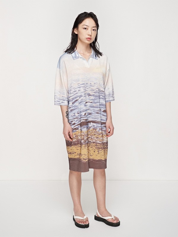 素然2020秋冬季拼色宽松连衣裙