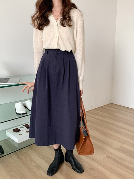 韩迅2020秋冬季米色纯色针织衫