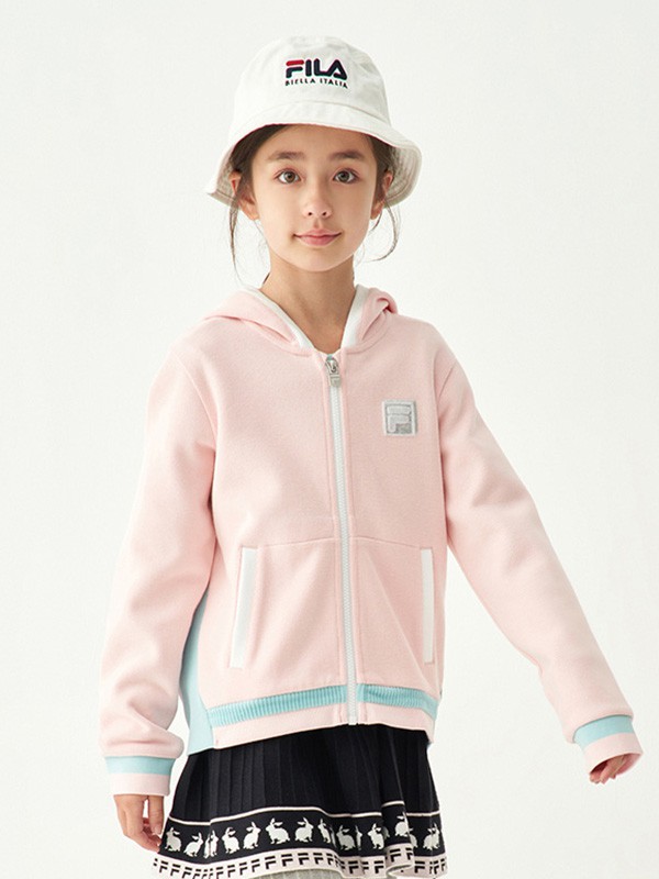 斐乐2020秋冬季粉色撞色外套