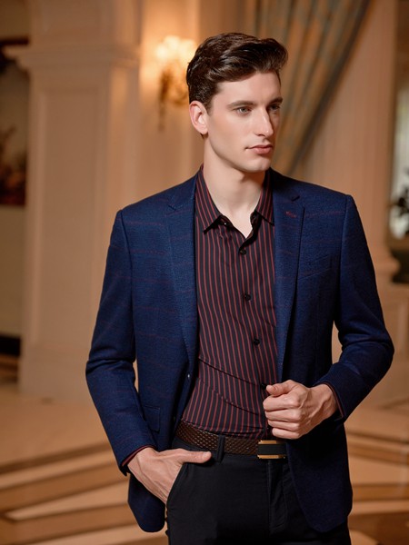 法拉狄奥男装2020秋冬季蓝色纯色西装