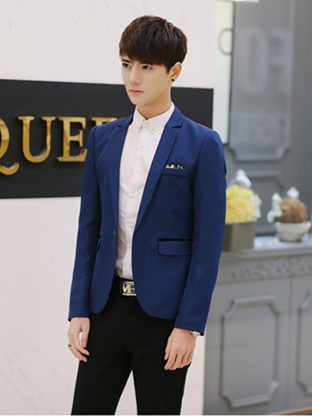 乔治邦尼2020秋冬季蓝色纯色西装