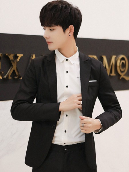 乔治邦尼2020秋冬季黑色纯色西装