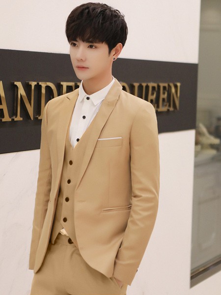 乔治邦尼2020秋冬季黄色纯色西装