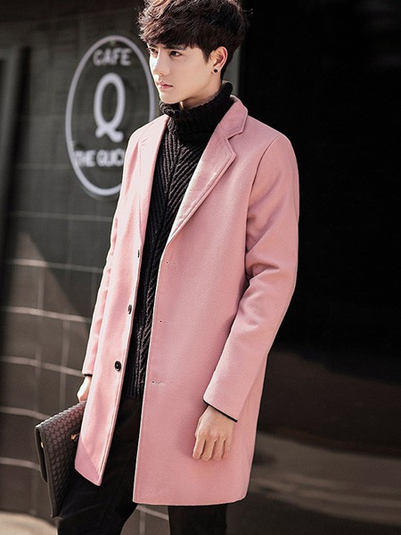 乔治邦尼2020秋冬季粉色纯色外套