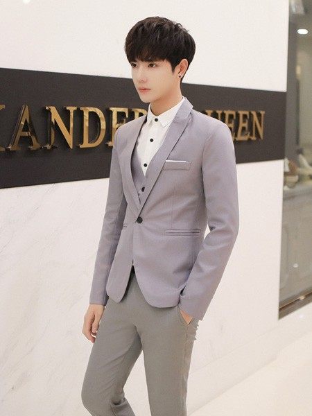 乔治邦尼2020秋冬季灰色长款西装