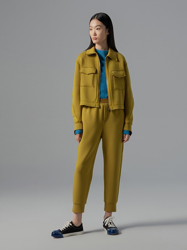 日播2020秋冬季绿色纯色套装