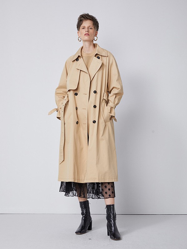 真我永恒2020秋冬季卡其色长款风衣