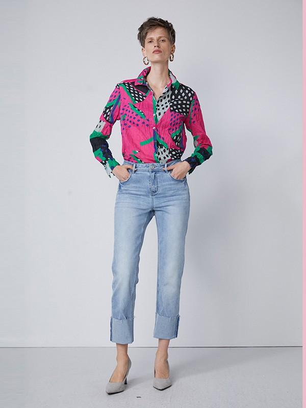 真我永恒2020秋冬季粉色印花衬衫