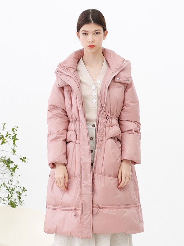 碧可2020秋冬季粉色宽松羽绒服