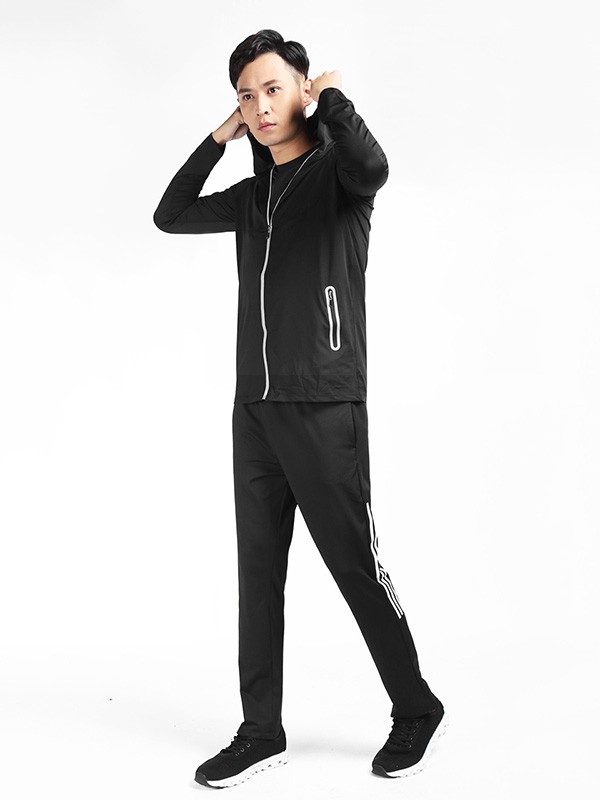 路伊梵运动装2020春夏季黑色连帽外套