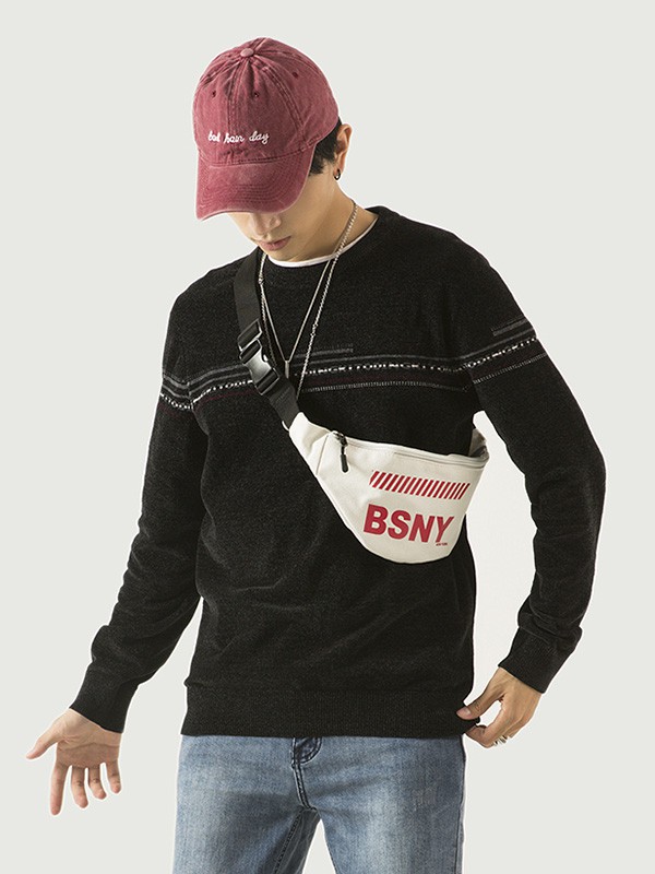 翡翠2020秋冬季黑色撞色毛衣