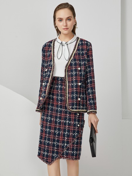 布伦圣丝2020秋冬季红色高腰套装