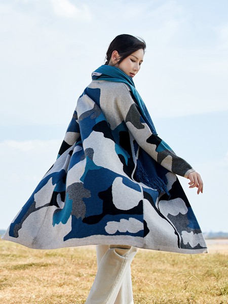 谷度女装2020秋冬季拼色印花外套