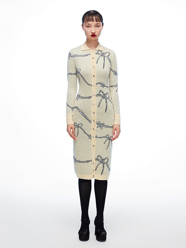 chictopia2020秋冬季米色图案针织衫