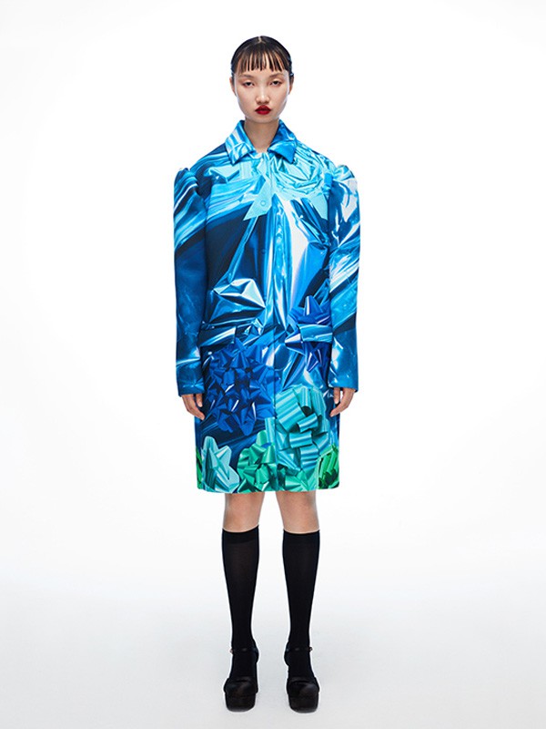 chictopia女装2020秋冬季蓝色宽松连衣裙