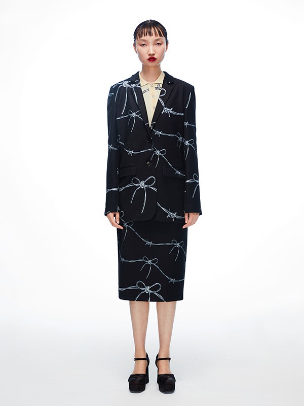 chictopia女装2020秋冬季黑色印花外套