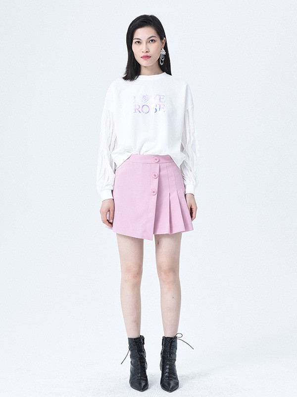 依妙2020秋冬季白色印花上衣