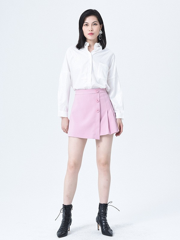 依妙女装2020秋冬季白色纯色衬衫