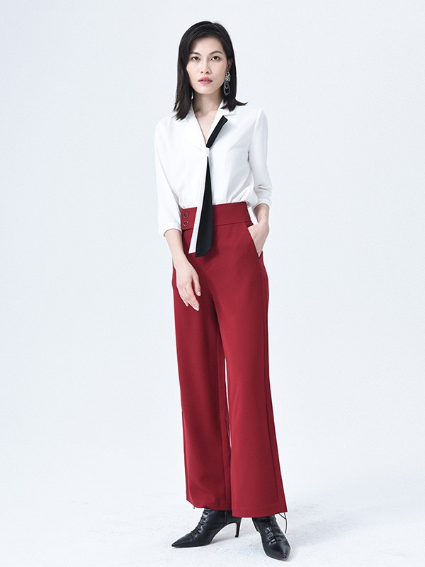 依妙2020秋冬季白色撞色衬衫