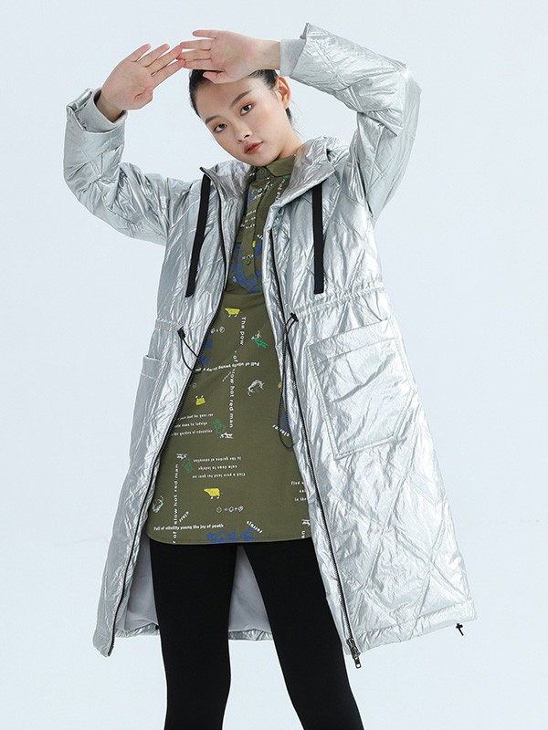 布卡拉2020秋冬季灰色亮面羽绒服