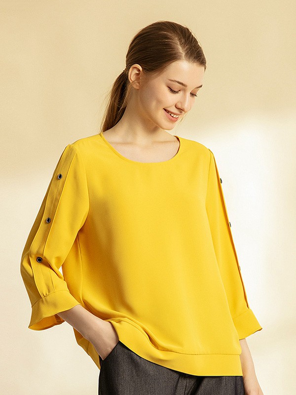吉蒂2020秋季黄色宽松上衣