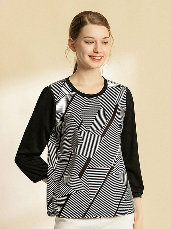 吉蒂2020秋季黑色印花上衣