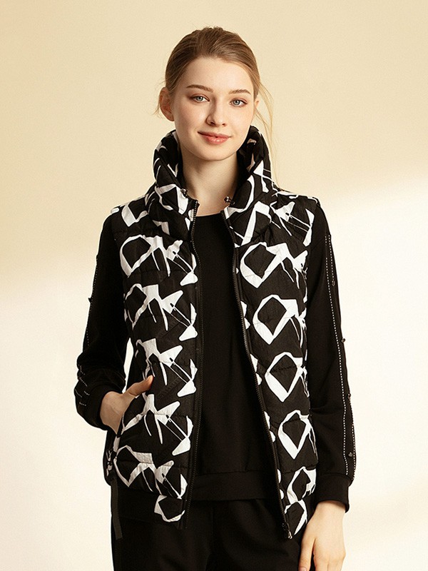 吉蒂2020秋季黑色印花马夹