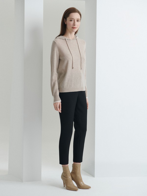 宝姿2020秋冬季杏色纯色针织衫