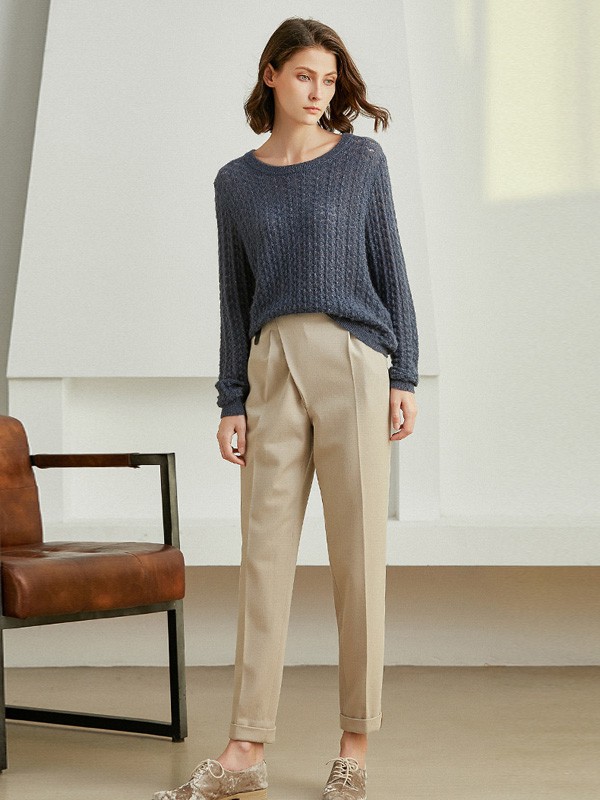 丽莫女装2020秋冬季灰色纯色针织衫