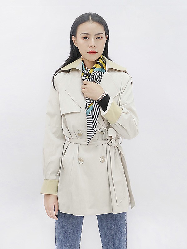 UZZU女装2020秋冬季米色收腰外套