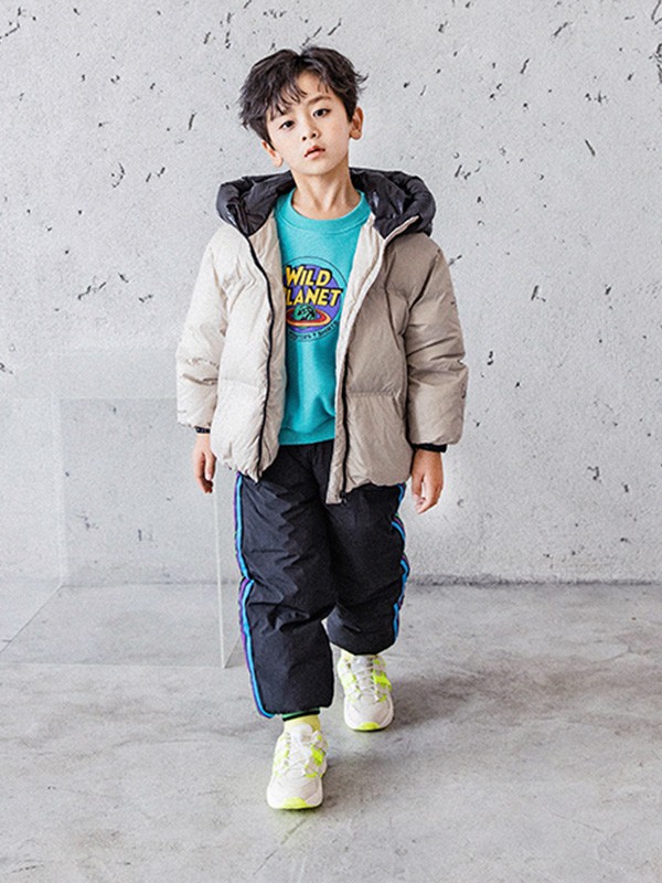 MACMIOCO童装2020秋冬季米色连帽羽绒服