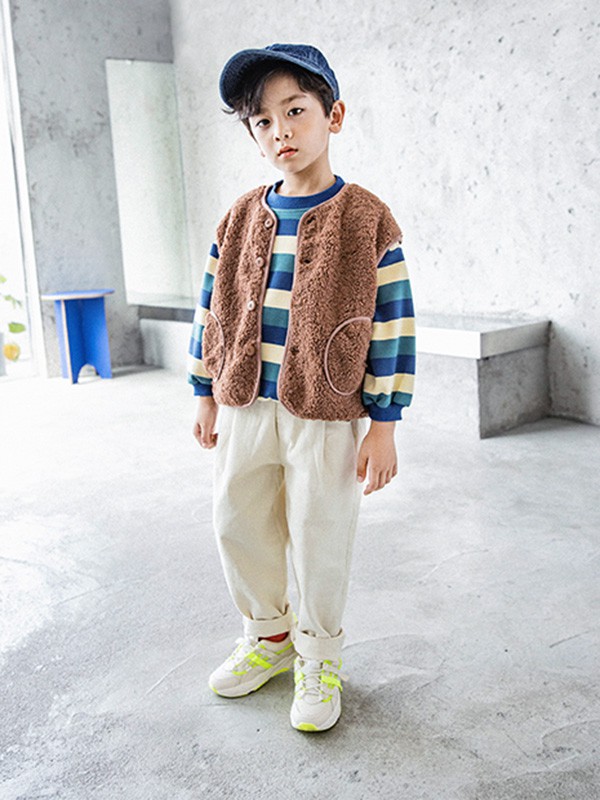 MACMIOCO童装2020秋冬季咖啡色宽松马夹