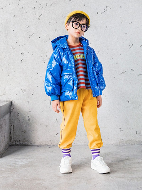 MACMIOCO童装2020秋冬季蓝色连帽羽绒服