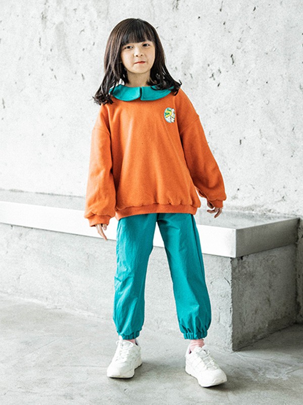 MACMIOCO童装2020秋冬季橙色宽松上衣