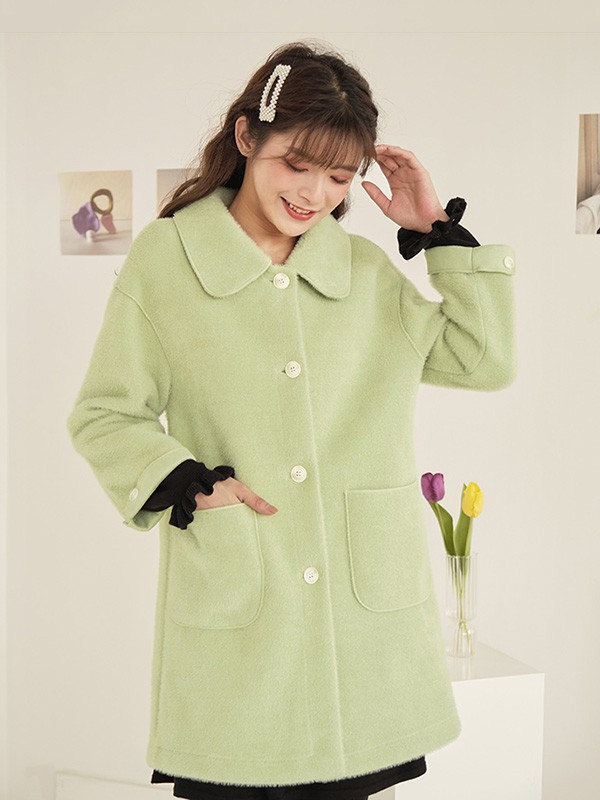 爱依服2020秋冬季绿色宽松大衣