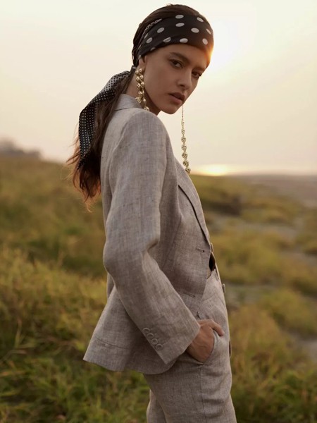 三石一澜女装2020春夏季灰色纯色外套