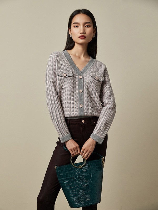 tedbaker2020秋冬季灰色修身针织衫